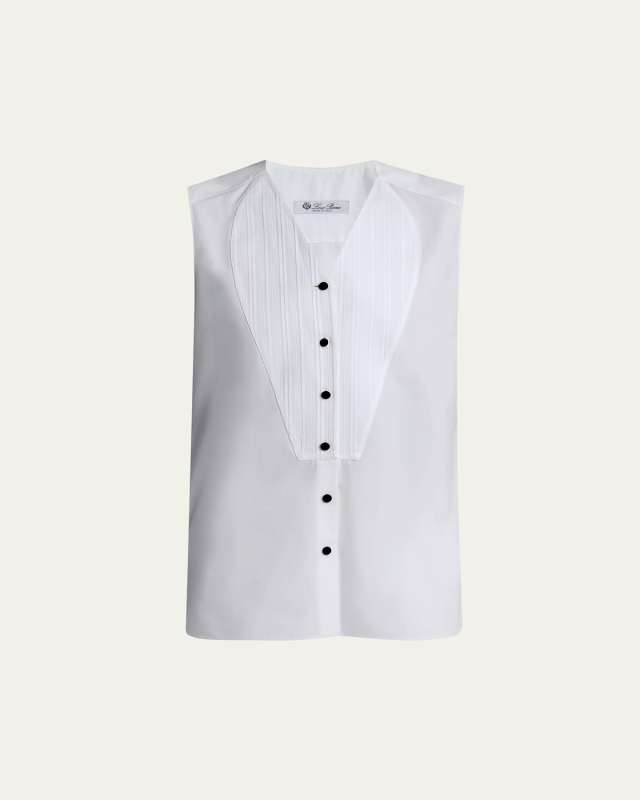 Caylee Sleeveless Poplin Tux Top